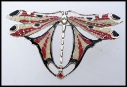 A large  925 silver and enamel Art Nouve