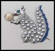 A 1950s white metal  faux marcasite broo