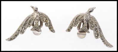 A vintage pair of white metal marcasite