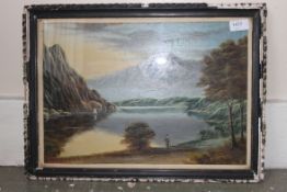 A framed and glazed water colour signed to the corner TF Hurst. Lake and mountain scenes.