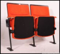 A pair of stunning Art Deco style late 20th century faux rosewood and orange velour upholstered