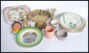 A collection of assorted ceramics to include a majolica style sealife dish,