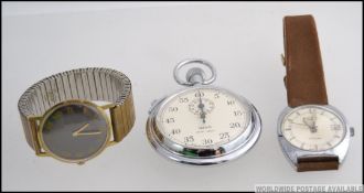 A vintage 17 jewel gentlemans wristwatch having silvered dial with date aperture on leather strap.