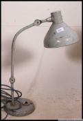 A good early 20th century French Industrial metal blue goose neck anglepoise desk lamp with