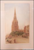 Ernest Parkman Framed and glazed watercolour of Bristol scene, St Marys Radcliffe, Bristol artist,