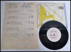James - James handwritten set list from April 1983 when they where supporting The Smiths along with