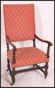 A late 19th century large Carolean revival / Gainsborough style armchair.
