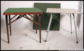 A fantastic mid century retro vinyl covered 1950's folding camping table together with 2 baize