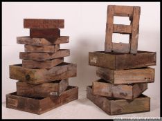 A good collection of vintage wooden advertising food and drink transportation crates to include