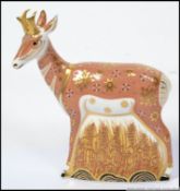 A Royal Crown Derby large paperweight Prong Horn Antelope with gold stopper No. 428/950.