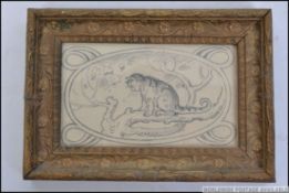 After Louis Wain; A mid-century pencil sketch, very much in the style of Louis Wain,