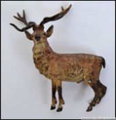 A fabulous Vienna style cold painted bronze sculpture depicting a calling stag.