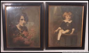 2 Edwardian framed and glazed portrait prints, one of a maiden,