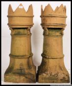 2 large early 20th century king / crown top chimney pots - ideal as garden rhubarb forcers.