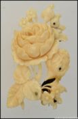 A mid 19th Century large oval Dieppe ivory brooch,