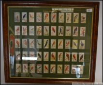 A good set of framed and glazed cigarette cards - pre war - British birds - songbirds.