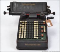 A vintage industrial Air Ministry desktop Burroughs Portable adding calculator machine,