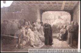 2 vintage 20th century framed and glazed lithograph prints entitled ' THe House of Caiaphas.