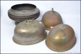 A set of 3 Victorian Copper meat covers.