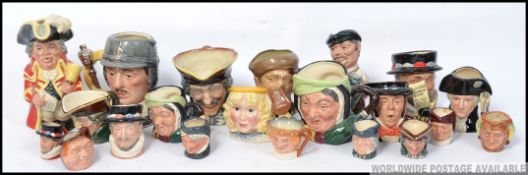 A collection of 20+ Royal Doulton small and miniature character toby jugs to include Town Crier ,