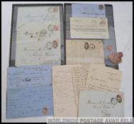 Early British stamps. Queen Victoria on envelopes. Six with 2½d values and one 4d.