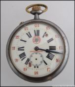 An early 20th century enamel faced Goliath pocket watch by System Roskopf.
