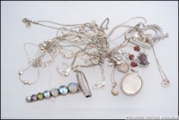 A collection of approx ten silver necklaces of varying designs to include mainly pendant necklaces