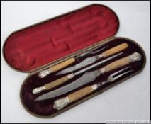 A fantastic horn handled silver cased carving presented to F.