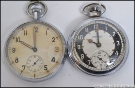 A vintage Ingersoll pocket watch in nickel silver case with seconds dial together with a Military