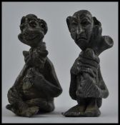 2 unusual 20th century cast metal grotesque figurines - 'Orribles ' by J Pitts
