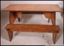 A vintage mid 20th century scouts hut breakdown tavern style garden table,