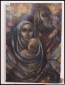 Christine Nisbet (1902-1991) A contemporary abstract oil painting on canvas of mother and child in