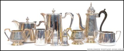 A collection of silver plate items from the 20th century to include teapots etc