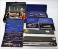 An excellent collection of cased draughtsman sets - mathematical sets to include German,