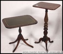 A Victorian mahogany wine table / tripod occasional table having turned column with square top.