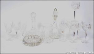 A collection of crystal wares to include a set of 6x Waterford Crystal wine goblets,
