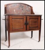An Edwardian mahogany and marble inlaid washstand hall table.