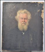 A 19th century 3/4 portrait study oil on canvas of an elderly gentleman wearing the Portugese Order