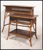 A good early 20th century rush woven and whicker aesthetic movement side table together with