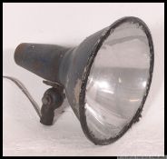 An Industrial heavy pendant yard / factory light with glass facia to the galvanised metal surround