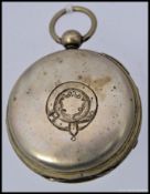 A 19th century Josiah Twyford of Manchester silver fusee movement pocket watch.
