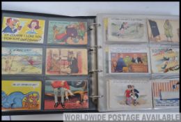 COMIC POSTCARDS; Collection in large ring album of over 400 from Edward 7th - QEII,