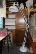 A contemporary full size floor standing anglepoise lamp in white ( size of a standard lamp ) with