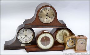 A collection of mid century clocks to include Bentima, Smiths walnut,