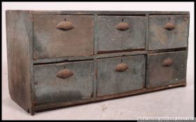 A fabulous Industrial 6 drawer pine Victorian painted chest of drawers.