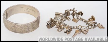 A hallmarked silver ladies bangle,