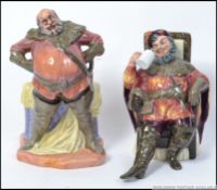 A pair of Royal Doulton figurines Falstaff flatback HN2054 and The Foaming Quart seated HN2162.