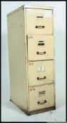 A set of four drawer vintage industrial slim metal filing cabinet,