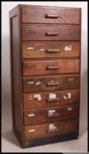 A 1920's oak industrial pedestal filing cabinet chest.