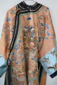 A stunning early 20th century large silk Chinese imperial court robe having fabulous hand stitched